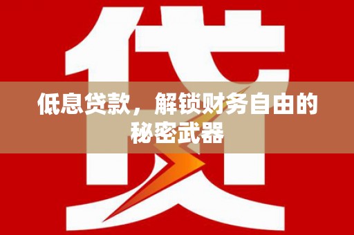 闵行低息贷款，解锁财务自由的秘密武器
